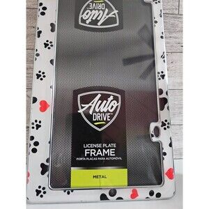Pawprints & Hearts Metal License Plate Frame Cat Dog Animal